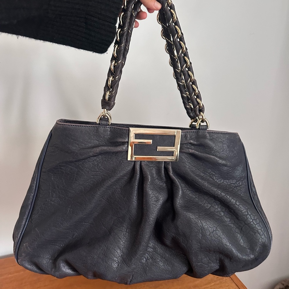 SOLD 💗 Fendi Mia Large Hobo Bag Navy Pebbled Leather